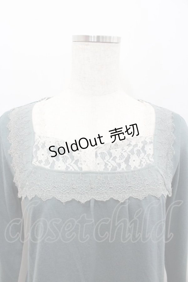 画像2: axes femme / スクエアレースリボンカットソー  グリーン I-26-02-11-029-AX-TO-SA-ZI (2)