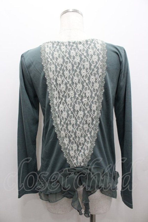 画像3: axes femme / スクエアレースリボンカットソー  グリーン I-26-02-11-029-AX-TO-SA-ZI (3)