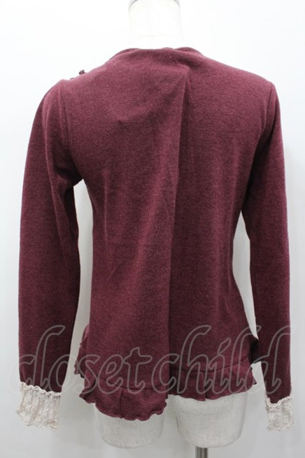 画像3: axes femme / リボンデザインプルオーバー  ボルドーＸ白Ｘブラウン I-26-02-13-036-AX-TO-SA-ZI (3)