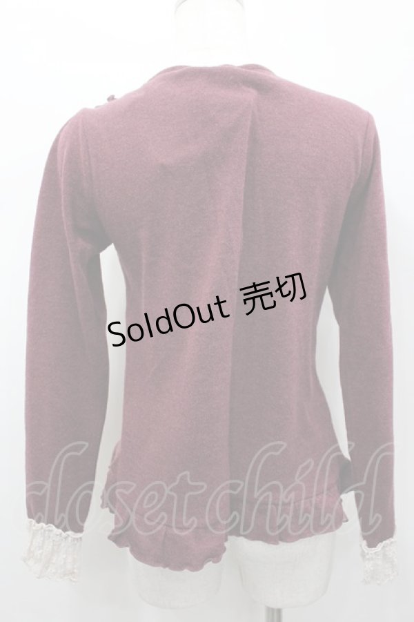 画像3: axes femme / リボンデザインプルオーバー  ボルドーＸ白Ｘブラウン I-26-02-13-036-AX-TO-SA-ZI (3)