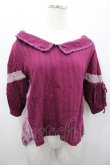 画像1: axes femme / 裾刺繍半袖トップス  パープル I-26-02-13-037-AX-TO-SA-ZI (1)
