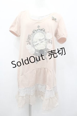 画像: axes femme / カメオプリント半袖カットワンピース  ピンク I-26-02-13-039-AX-OP-SA-ZI