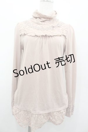 画像: axes femme / レースハイネックカットソー  ピンク I-26-02-13-041-AX-TO-SA-ZI