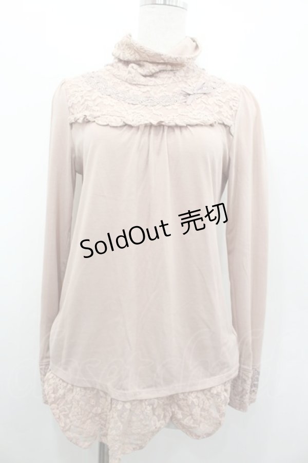 画像1: axes femme / レースハイネックカットソー  ピンク I-26-02-13-041-AX-TO-SA-ZI (1)