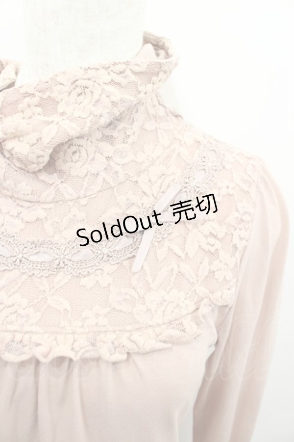 画像2: axes femme / レースハイネックカットソー  ピンク I-26-02-13-041-AX-TO-SA-ZI (2)