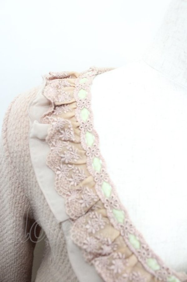 画像2: axes femme / ニットソーVネックプルオーバー  ピンク I-26-02-13-042-0-TO-SA-ZI (2)