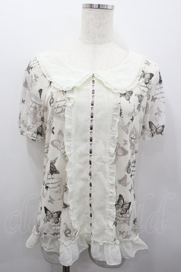 画像1: axes femme / バタフライチュール襟付きトップス  アイボリー I-26-02-13-045-AX-TO-SA-ZI (1)