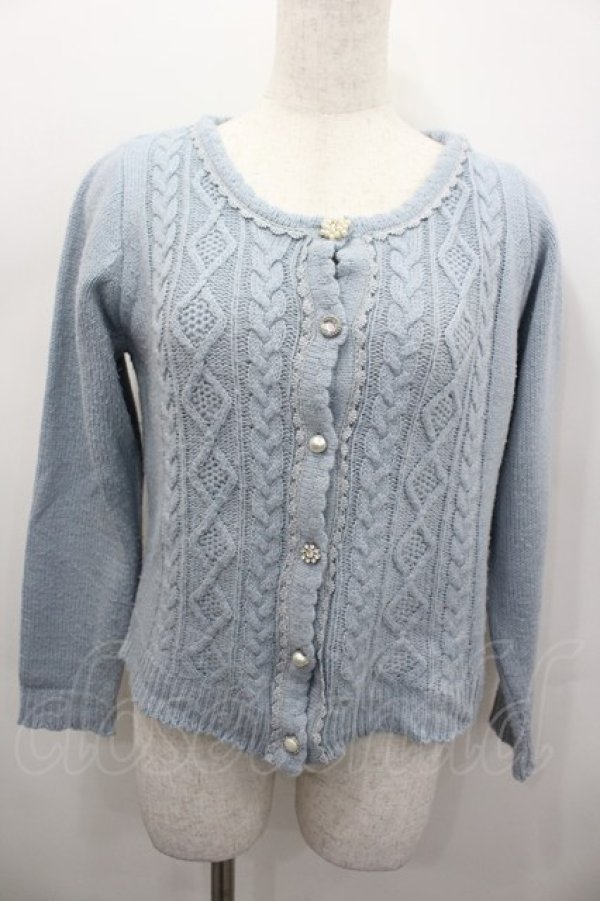 画像1: axes femme / パールボタンニットカーディガン  サックス I-26-02-13-046-AX-TO-SA-ZI (1)