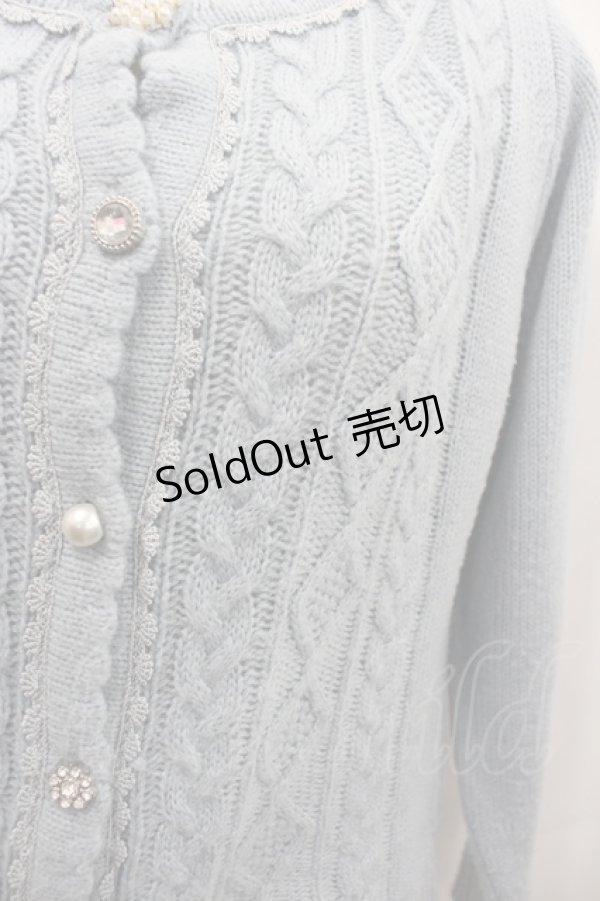 画像2: axes femme / パールボタンニットカーディガン  サックス I-26-02-13-046-AX-TO-SA-ZI (2)