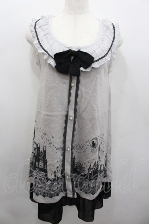 画像: axes femme / お城柄チュニック  グレーＸ黒 I-26-02-13-048-AX-OP-SA-ZI