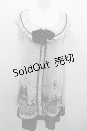 画像: axes femme / お城柄チュニック  グレーＸ黒 I-26-02-13-048-AX-OP-SA-ZI