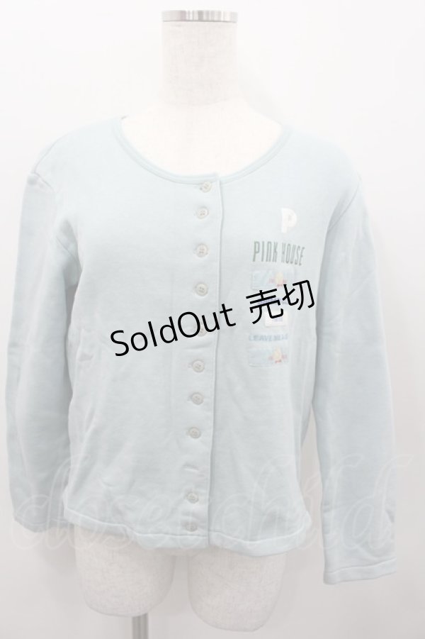 画像1: PINK HOUSE / ロゴpt&ワッペンカットカーディガン  サックス I-26-02-13-051-LO-TO-SA-ZI (1)