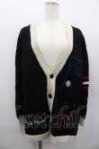 画像1: PINK HOUSE / 野球ワッペンVネックカーディガン  ブラック I-26-02-13-052-LO-TO-SA-ZI (1)