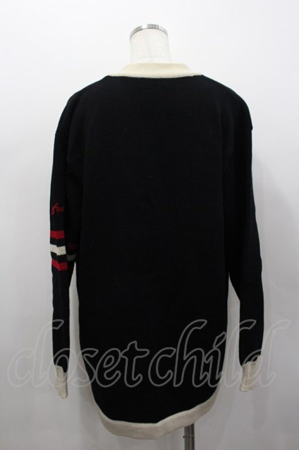 画像3: PINK HOUSE / 野球ワッペンVネックカーディガン  ブラック I-26-02-13-052-LO-TO-SA-ZI (3)