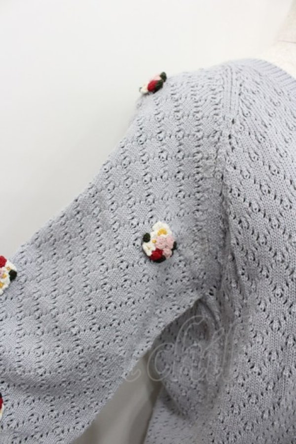 画像2: PINK HOUSE / フラワー&ハットモチーフ付きカーディガン  サックス I-26-02-13-053-LO-TO-SA-ZI (2)