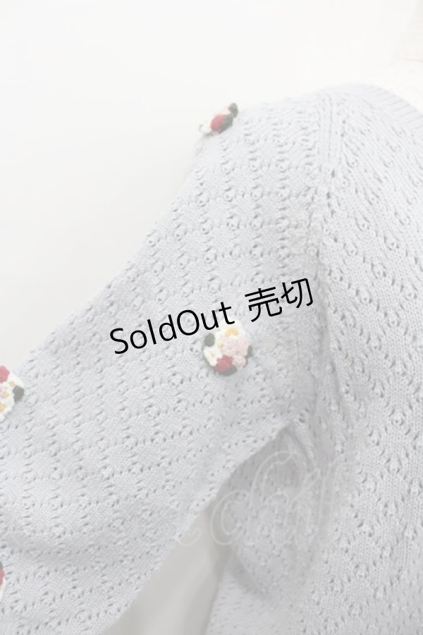 画像2: PINK HOUSE / フラワー&ハットモチーフ付きカーディガン  サックス I-26-02-13-053-LO-TO-SA-ZI (2)