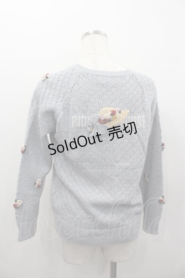 画像3: PINK HOUSE / フラワー&ハットモチーフ付きカーディガン  サックス I-26-02-13-053-LO-TO-SA-ZI (3)