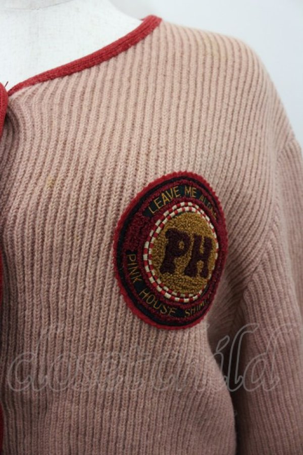 画像2: PINK HOUSE / ワッペン付きパイピングニットジャケット  ピンク I-26-02-13-054-LO-JA-SA-ZI (2)