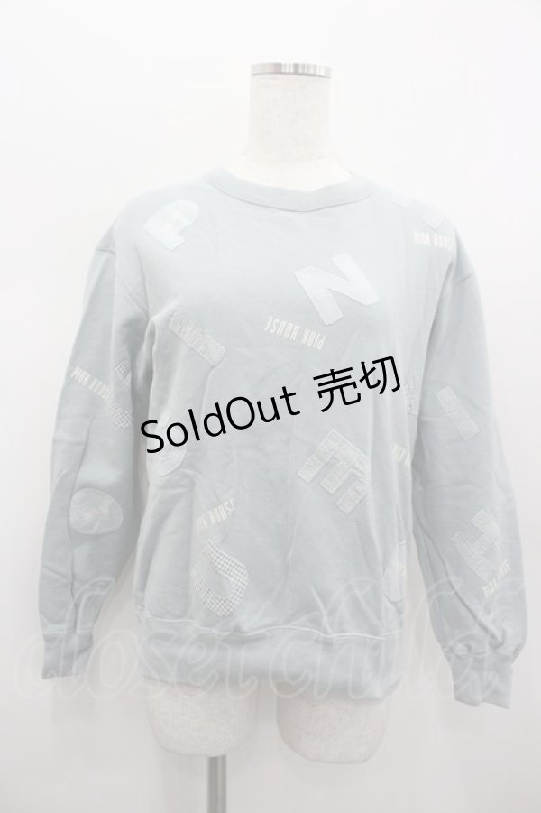 画像1: PINK HOUSE / ギンガムアルファベットアップリケスウェット  サックス I-26-02-13-055-LO-TO-SA-ZI (1)