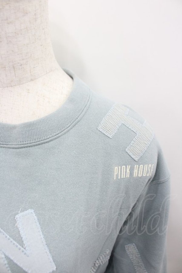 画像2: PINK HOUSE / ギンガムアルファベットアップリケスウェット  サックス I-26-02-13-055-LO-TO-SA-ZI (2)