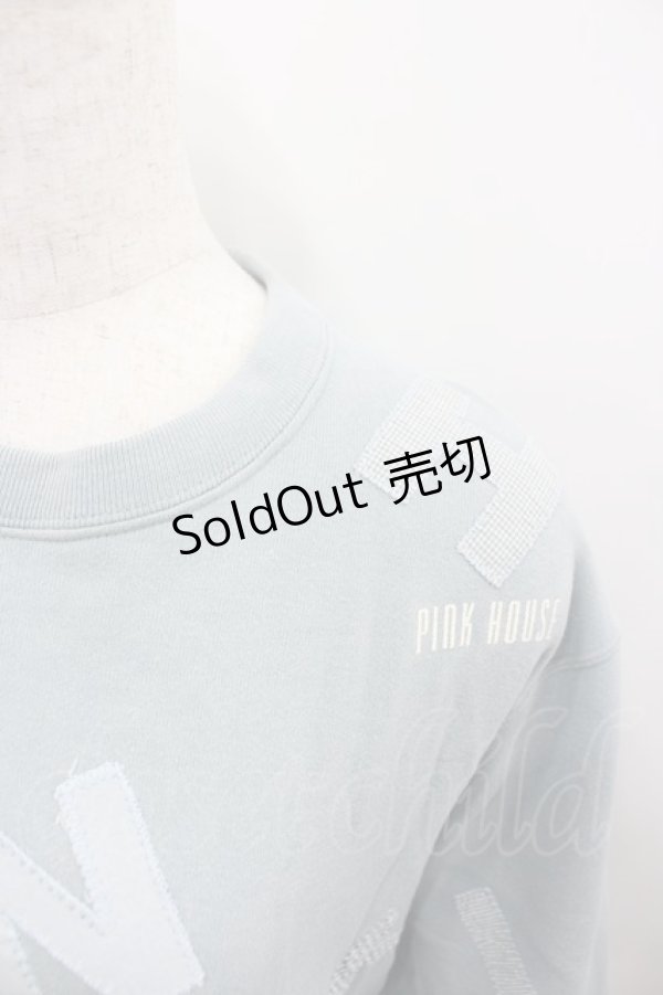 画像2: PINK HOUSE / ギンガムアルファベットアップリケスウェット  サックス I-26-02-13-055-LO-TO-SA-ZI (2)