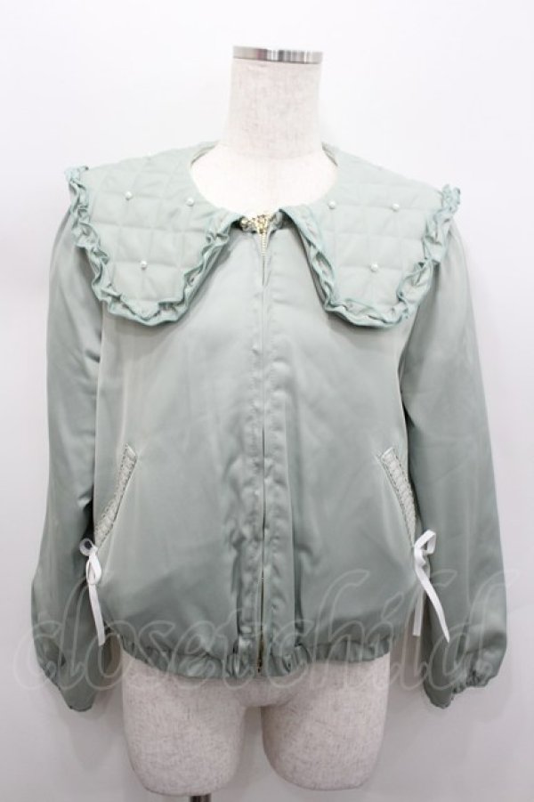 画像1: axes femme POETIQUE / パールキルティングブルゾン M グリーン I-26-02-13-006-AX-JA-TE-ZI (1)