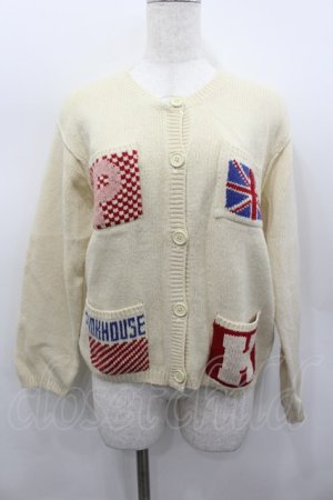画像: PINK HOUSE / ユニオンジャック編み込みカーディガン  アイボリー I-26-02-13-056-LO-TO-SA-ZI