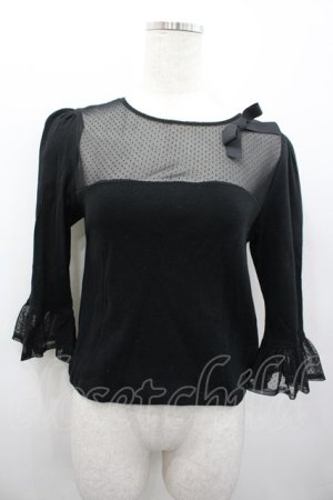 画像: MILK / チュール切替カットソー  ブラック I-26-02-13-060-ML-TO-SA-ZI