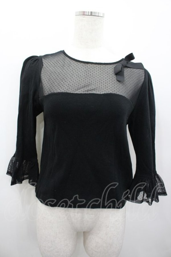 画像1: MILK / チュール切替カットソー  ブラック I-26-02-13-060-ML-TO-SA-ZI (1)