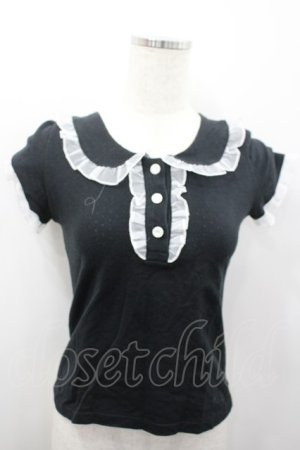 画像: MILK / 襟付き半袖トップス  ブラック I-26-02-13-061-ML-TO-SA-ZI