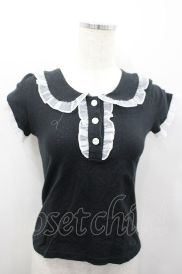 画像1: MILK / 襟付き半袖トップス  ブラック I-26-02-13-061-ML-TO-SA-ZI (1)