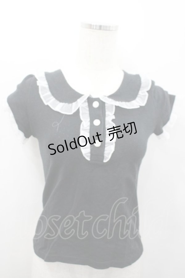 画像1: MILK / 襟付き半袖トップス  ブラック I-26-02-13-061-ML-TO-SA-ZI (1)