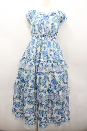 画像: axes femme / ブルーミングローズ柄ワンピース F サックス I-26-02-13-068-AX-OP-TE-ZI