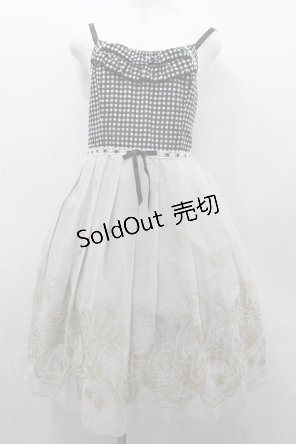 画像1: Emily Temple cute / ギンガム&パーティセットノースリーブワンピース  黒Ｘ白 I-26-02-13-071-ET-OP-SA-ZI (1)