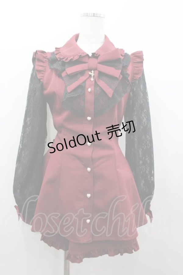 画像1: Secret Honey / ラッフル袖レース長袖セットアップ 2 ワイン I-26-02-13-072-CA-OP-SA-ZI (1)