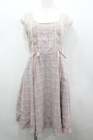 画像: axes femme / チェック柄ジャンパースカート  ピンク I-26-02-13-074-AX-OP-SA-ZI