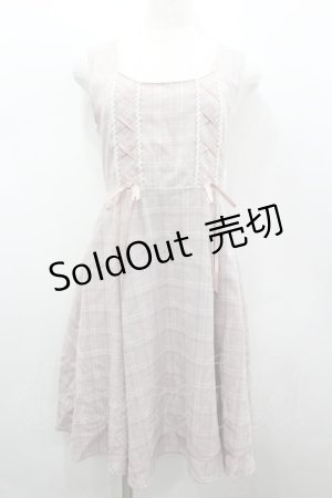 画像: axes femme / チェック柄ジャンパースカート  ピンク I-26-02-13-074-AX-OP-SA-ZI