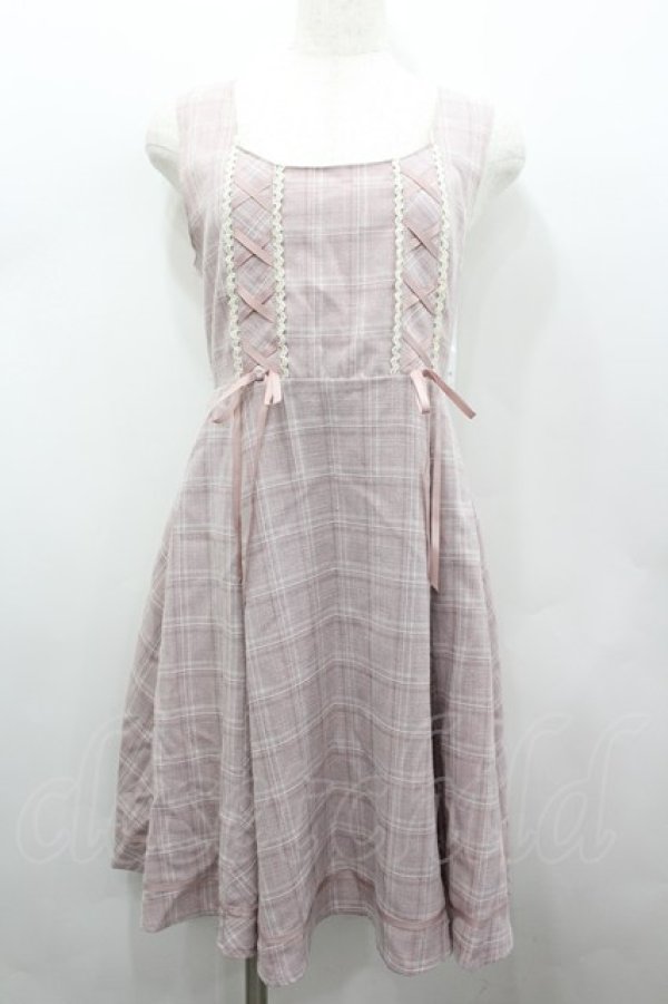 画像1: axes femme / チェック柄ジャンパースカート  ピンク I-26-02-13-074-AX-OP-SA-ZI (1)