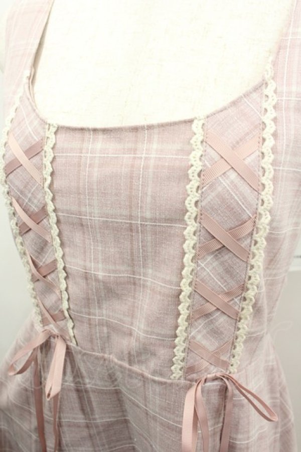 画像2: axes femme / チェック柄ジャンパースカート  ピンク I-26-02-13-074-AX-OP-SA-ZI (2)