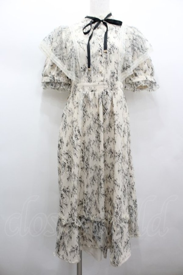 画像1: Amavel / Feminine Laceワンピース  アイボリーＸ黒 I-26-02-13-075-CA-OP-SA-ZI (1)