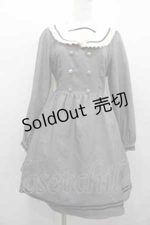 画像: Amavel / リボン付きフリルセーラーカラーワンピース  グレー I-26-02-13-078-CA-OP-SA-ZI