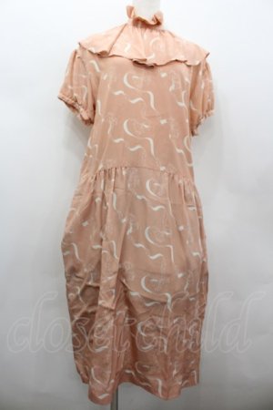 画像: PINK HOUSE / リボン柄半袖ワンピース  オレンジ I-26-02-13-081-LO-OP-SA-ZI