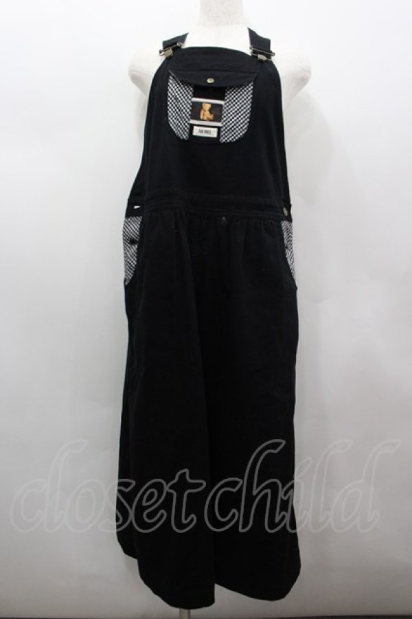 画像1: PINK HOUSE / ギンガムチェック使いサロペットスカート  黒 I-26-02-13-082-LO-OP-TE-ZI (1)