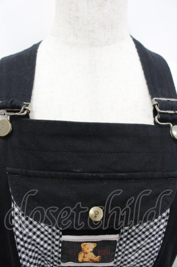 画像2: PINK HOUSE / ギンガムチェック使いサロペットスカート  黒 I-26-02-13-082-LO-OP-TE-ZI (2)