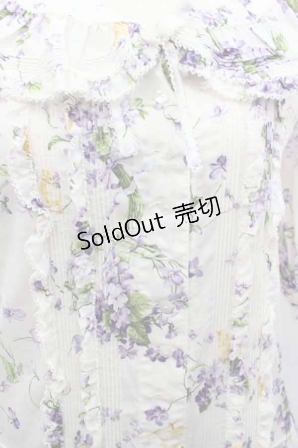 画像2: PINK HOUSE / リトルヴァイオレットプリントワンピース  白 I-26-02-13-086-LO-OP-TE-ZI (2)