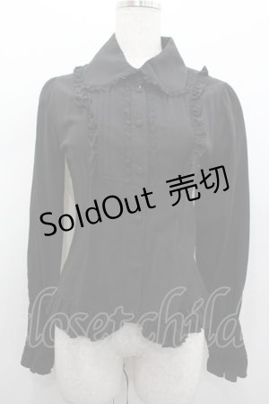 画像: ATELIER PIERROT / ピンタック丸襟ブラウス  黒 I-26-02-13-009-EL-BL-TE-ZI