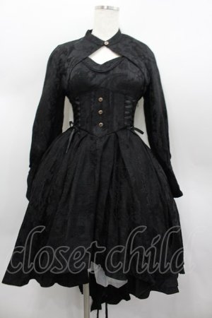 画像: 草苺大福鴨 / サイド編み下げ&刺繍ジャケット・ビスチェワンピース  黒 I-26-02-13-088-LO-OP-SA-ZI