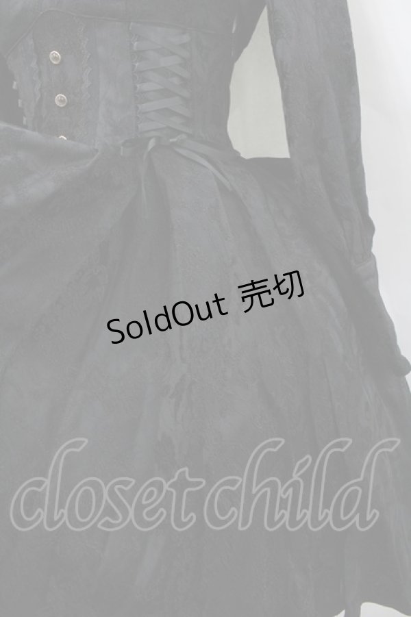 画像2: 草苺大福鴨 / サイド編み下げ&刺繍ジャケット・ビスチェワンピース  黒 I-26-02-13-088-LO-OP-SA-ZI (2)