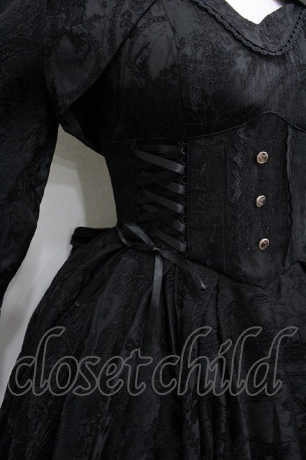 画像3: 草苺大福鴨 / サイド編み下げ&刺繍ジャケット・ビスチェワンピース  黒 I-26-02-13-088-LO-OP-SA-ZI (3)