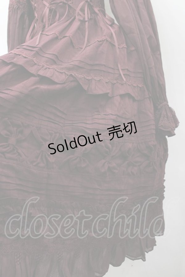 画像2: culumi lolita / はしごレースリボンワンピース&コルセットデザイン  ボルドー I-26-02-13-089-LO-OP-SA-ZI (2)